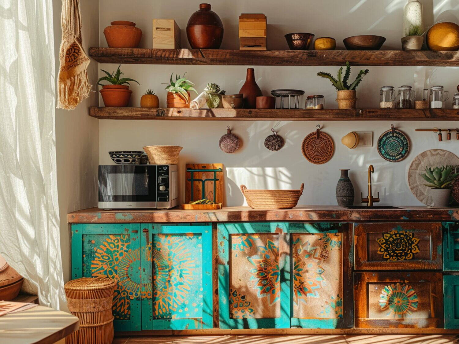 10 inspiracji na renowację szafek kuchennych w stylu boho