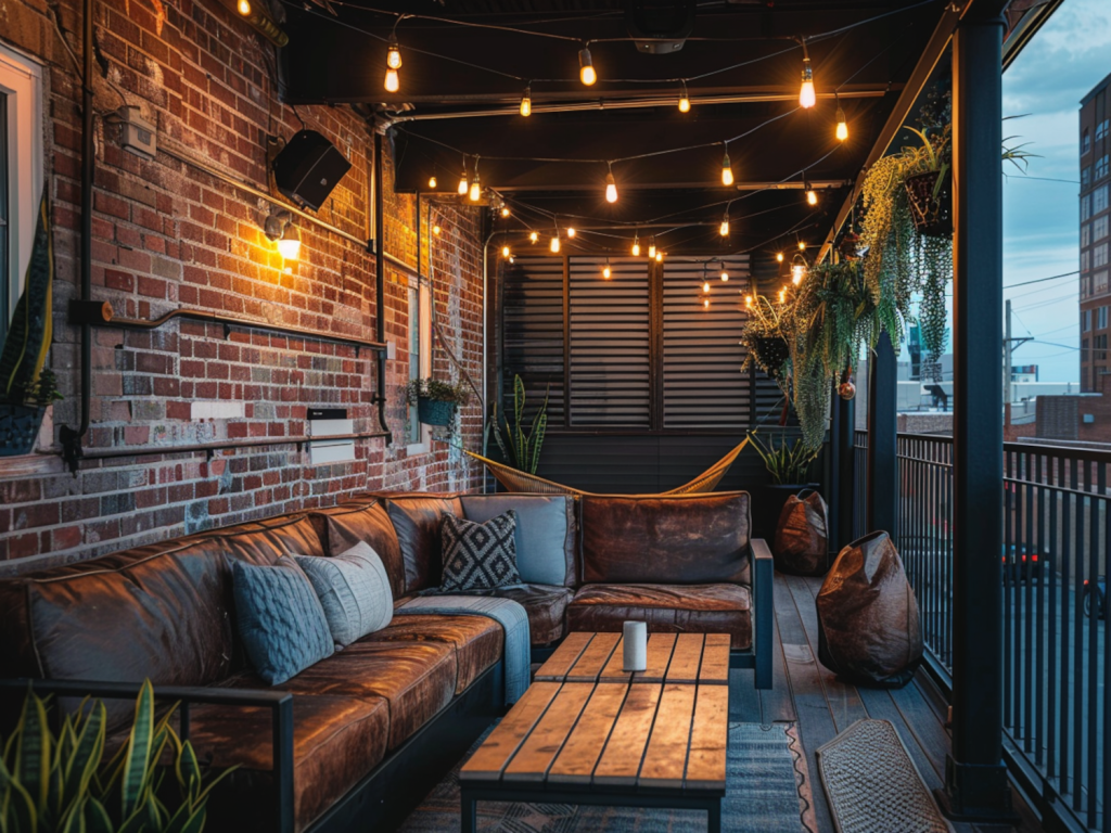 Jak urządzić balkon w stylu industrialnym z lampami LED w kształcie linii