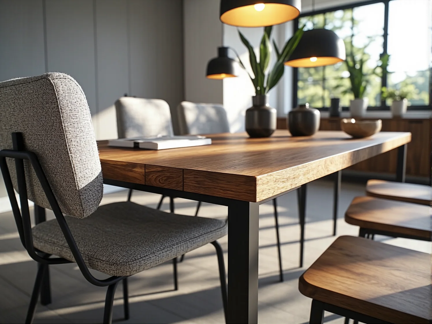 Sypialnia z metalową ramą łóżka, która dodaje wnętrzu lekkości oraz industrialnego szyku.