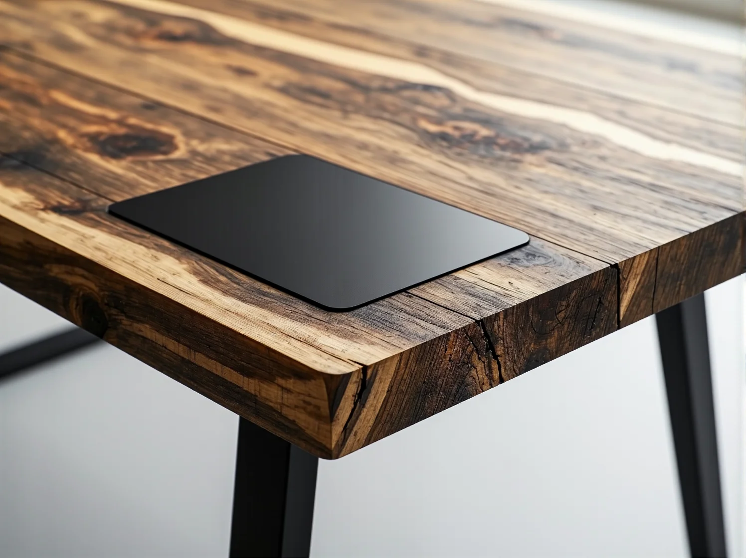 Biurko z wbudowaną ładowarką indukcyjną i systemem smart home, ułatwiające codzienną pracę.