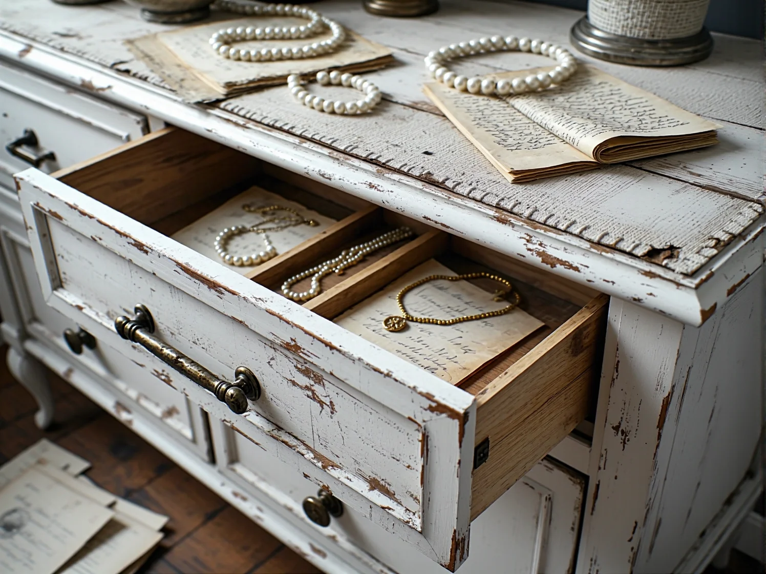 Szlifowanie krawędzi drewnianego krzesła w celu uzyskania efektu vintage.