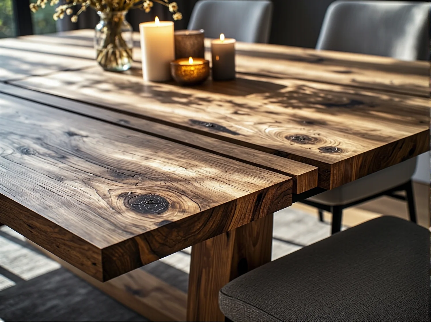 Minimalistyczny ekologiczny stół do jadalni w służbie natury.