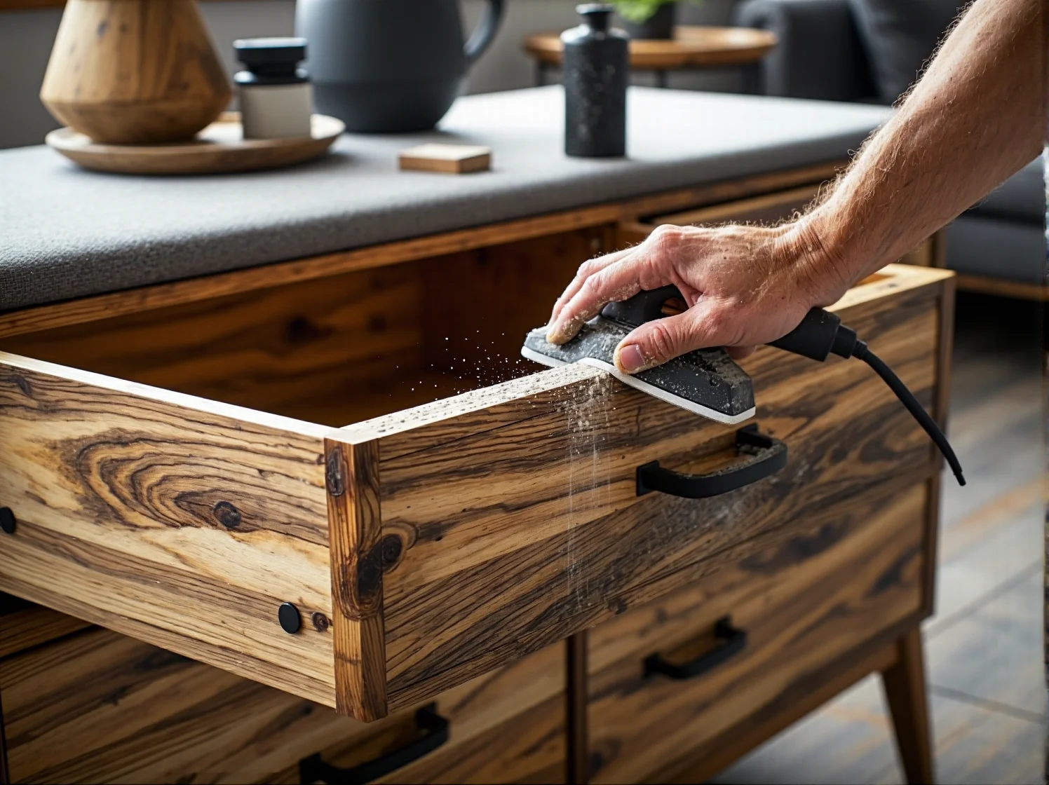 Przygotowanie powierzchni mebla do malowania - szlifowanie drewna