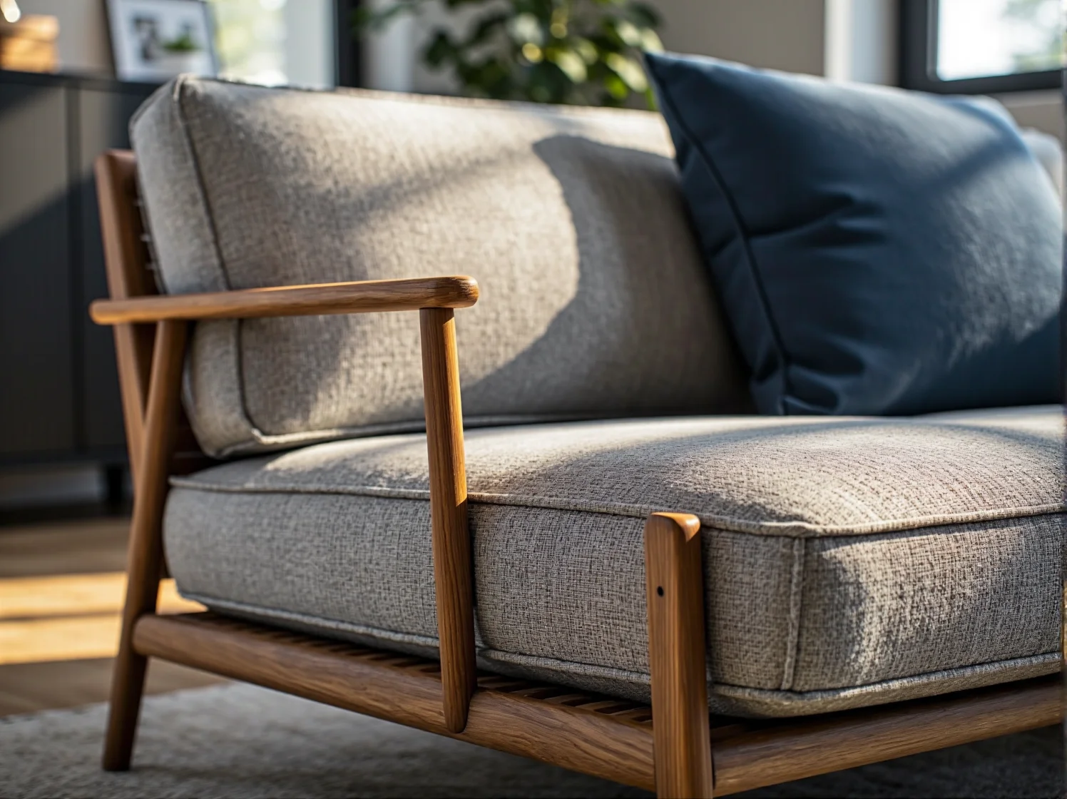 Rozkładany narożnik z funkcją spania w małym salonie. Funkcjonalne meble oszczędzające przestrzeń.