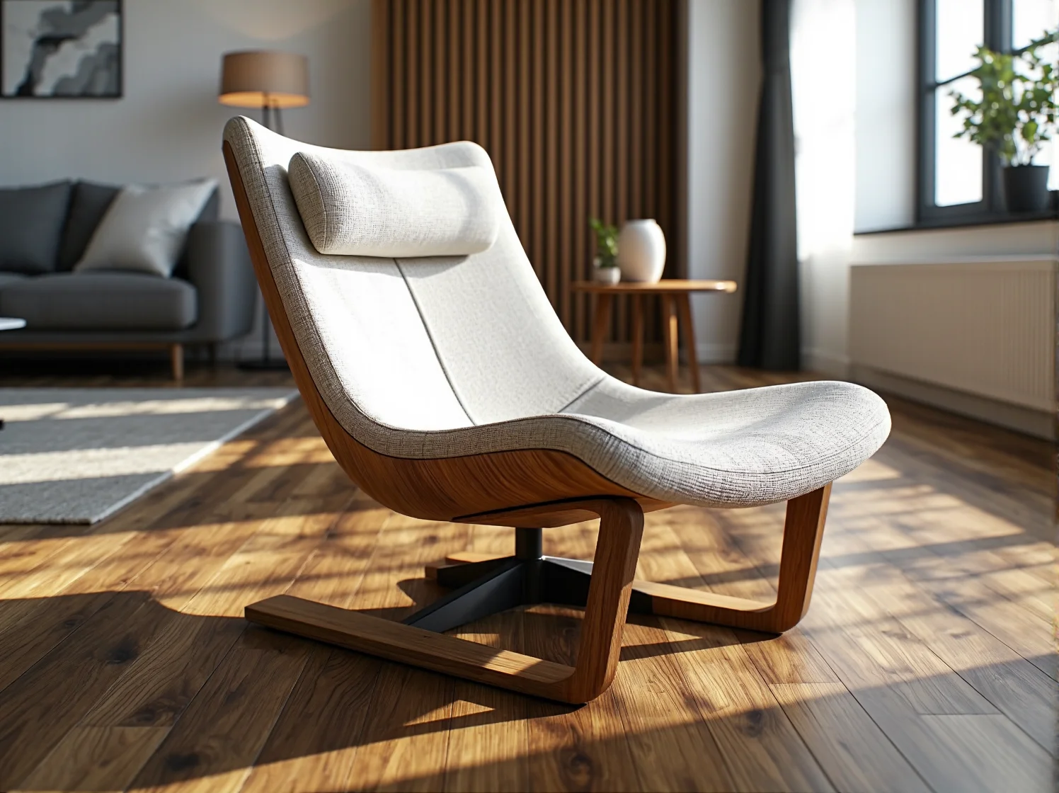 Klient sprawdzający wirtualne meble w salonie za pomocą aplikacji rozszerzonej rzeczywistości AR.