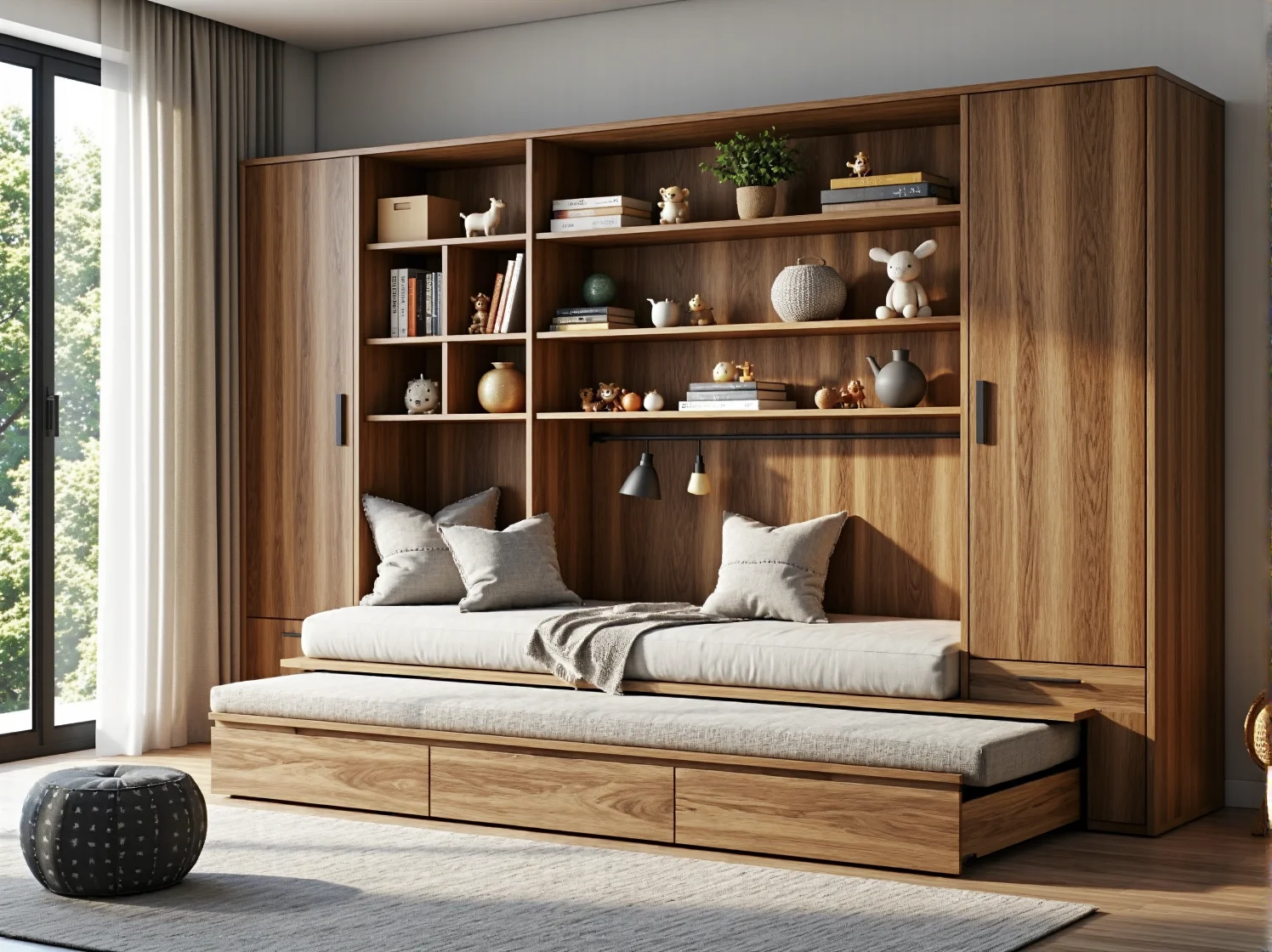 Pojemna skrzynia na zabawki z wygodnym siedziskiem do małego pokoju malucha.