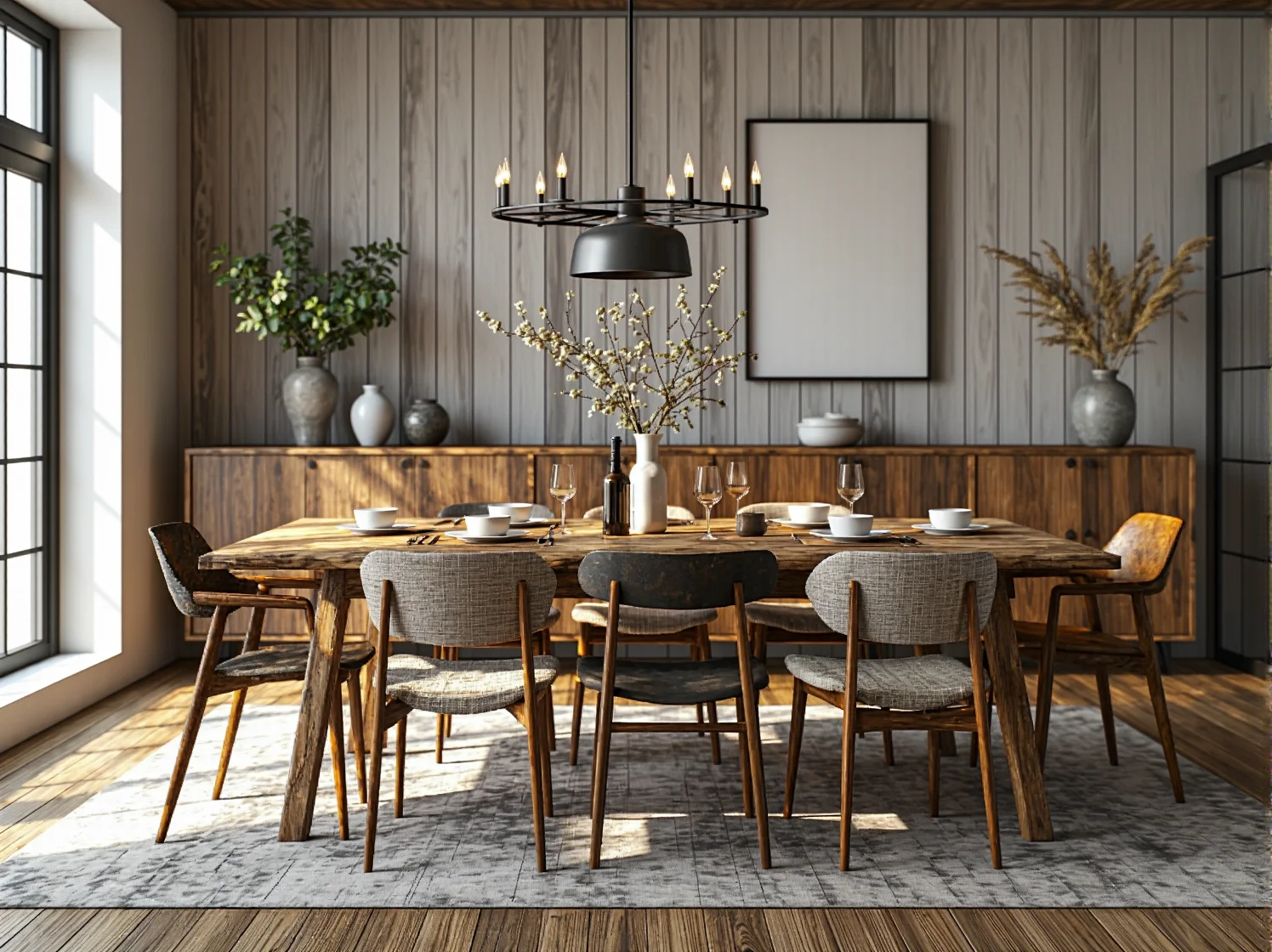 Nakładanie ciemnego wosku pędzlem na drewniany stół rustykalny.