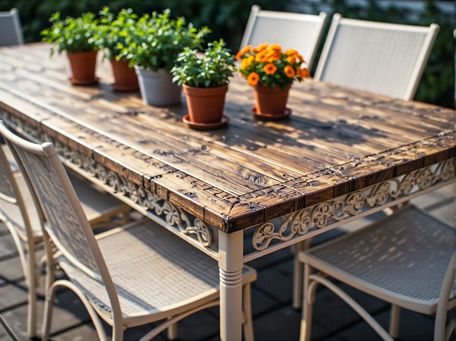 Wygodny fotel ogrodowy z poduszkami, stojący wśród lawendy, jako element aranżacji przydomowej przestrzeni w stylu angielskim...